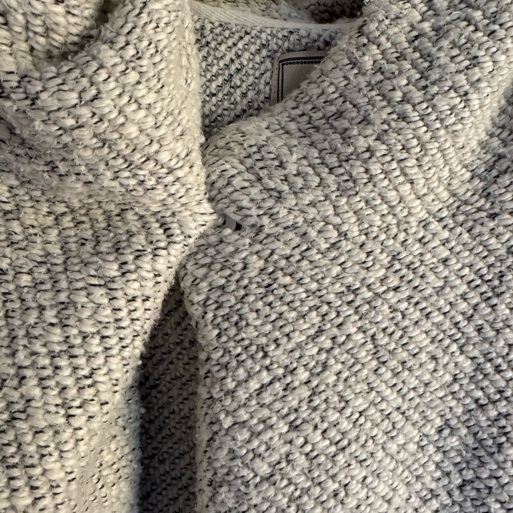 Lucky Brand Textured Knit Asymmetrical Zip Sweater Jacket Cozy Fall Gray Size M - Picture 8 of 10